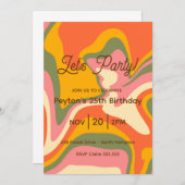 Groovy Retro Marble Feest Uitnodiging (Voorkant / Achterkant)