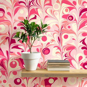 Groovy Retro Marbled Pink Behang