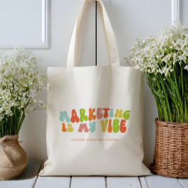 Groovy Retro Marketing is mijn vibe, communicatie Tote Bag