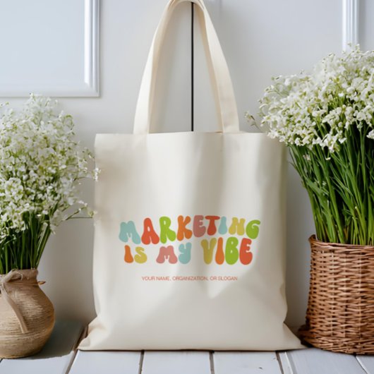 Groovy Retro Marketing is mijn vibe, communicatie Tote Bag