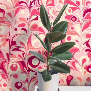 Groovy Retro Marmer Roze Behang