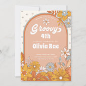 Groovy Retro Meisje Daisy Verjaardag Kaart (Voorkant)