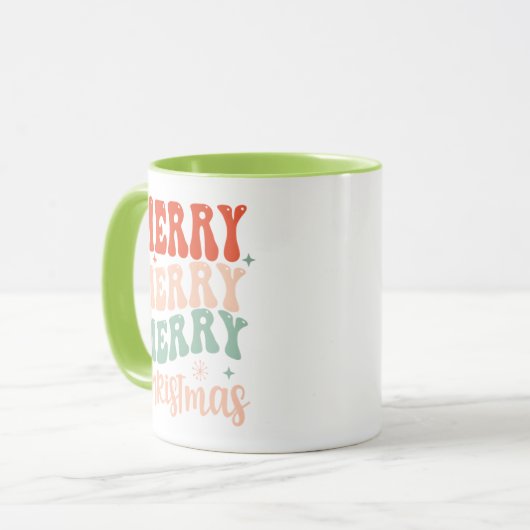 Groovy Retro Merry Merry Merry Christmas Mok (Voorkant links)