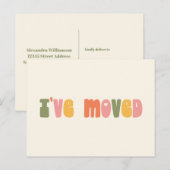 Groovy Retro Minimalist I Bewegd Nieuw Adres Briefkaart (Voorkant / Achterkant)