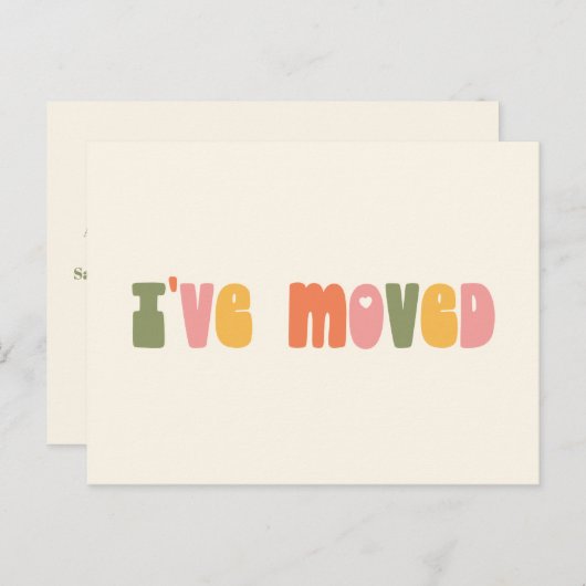 Groovy Retro Minimalist I Bewegd Nieuw Adres Briefkaart (Voorkant / Achterkant)