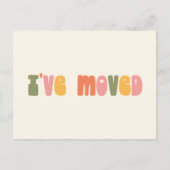 Groovy Retro Minimalist I Bewegd Nieuw Adres Briefkaart (Voorkant)