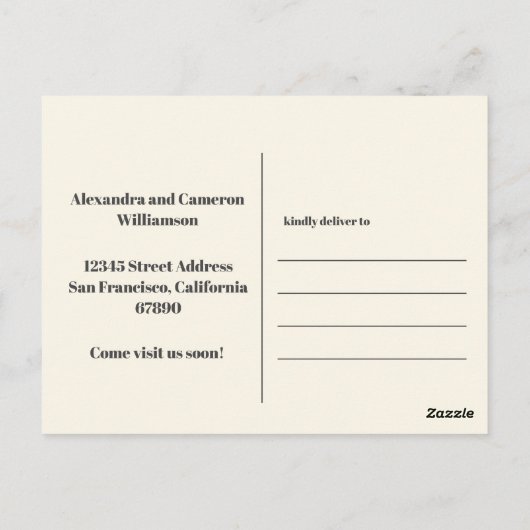 Groovy Retro Minimalist Mod Verplaatst Nieuw Adres Briefkaart (Achterkant)