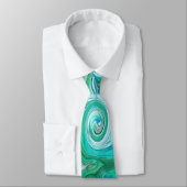 Groovy Retro Mintgroene en Blauwe Draaikolk Stropdas (Gebonden)