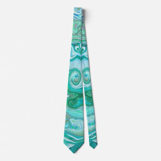 Groovy Retro Mintgroene en Blauwe Draaikolk Stropdas (Voorkant)
