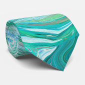 Groovy Retro Mintgroene en Blauwe Draaikolk Stropdas (Opgerold)