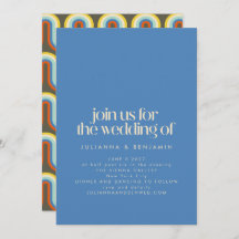 Groovy Retro Mod 70s Blue and Olive Green Wedding