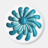 Groovy Retro MOD Atomic Hippie Daisy Flower Blue Magneet (Voorkant)