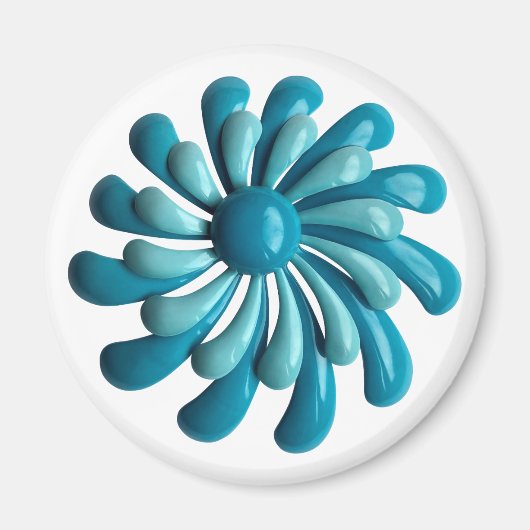 Groovy Retro MOD Atomic Hippie Daisy Flower Blue Magneet (Voorkant)
