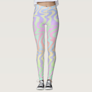Groovy Retro Mod Boho Quirky Trippy Regenboog Golv Leggings