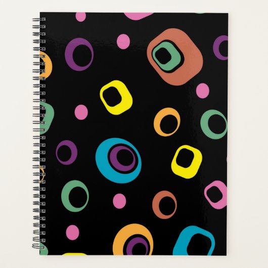 Groovy Retro Mod Geometrisch Abstracte Harde Kaft Planner (Voorkant)