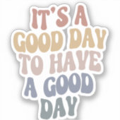 Groovy Retro Modern Text Good Day Positive Vibes Sticker (Voorkant)