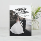 Groovy Retro Moderne Minimale kerstfotokaart Kaart (Staand voorkant)