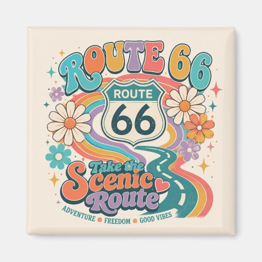 Groovy Retro Mother Road Aandenken Magneet (Voorkant)
