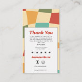 Groovy Retro MultiColor Geruit Bedankt Visitekaartje (Voorkant)