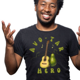 Groovy Retro Music Lover Avocado Fruit AI Art T-shirt