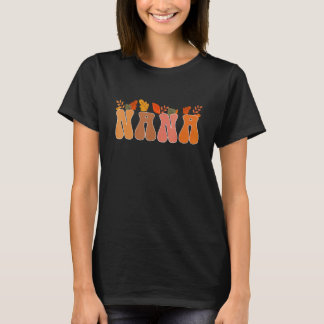 Groovy Retro Nana  Fall Leaves Autumn Seaso T-shirt