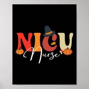 Groovy Retro Nicu Nurse Herfst Vibes Autumn Thanks Poster