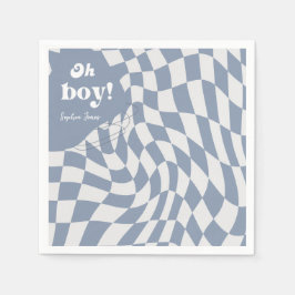 Groovy Retro Oh Boy! Geruite Baby showers servette Servet