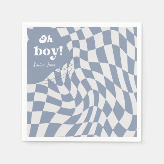 Groovy Retro Oh Boy! Geruite Baby showers servette Servet (Voorkant)