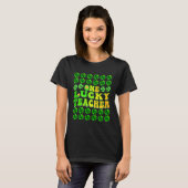 Groovy Retro One Lucky Teacher Irish shamrock St P T-shirt (Voorkant volledig)