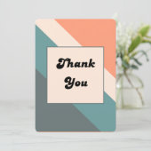 Groovy-Retro Orange & Dusty Blue Wedding Thank You Bedankkaart (Staand voorkant)