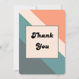 Groovy-Retro Orange & Dusty Blue Wedding Thank You Bedankkaart