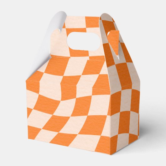 Groovy Retro Oranje Abstract Geruit Huwelijk Custo Bedankdoosjes (Achterkant)