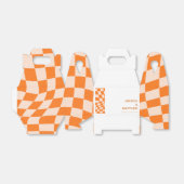 Groovy Retro Oranje Abstract Geruit Huwelijk Custo Bedankdoosjes (Uitgevouwen)