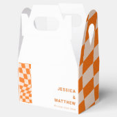 Groovy Retro Oranje Abstract Geruit Huwelijk Custo Bedankdoosjes (Geopend)