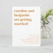 Groovy Retro Oranje bloemen in één bruiloft Kaart (Staand voorkant)