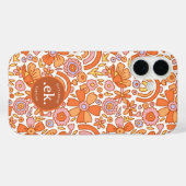 Groovy Retro Oranje Bloemen Monogram Case-Mate iPhone Case (Achterkant (horizontaal))