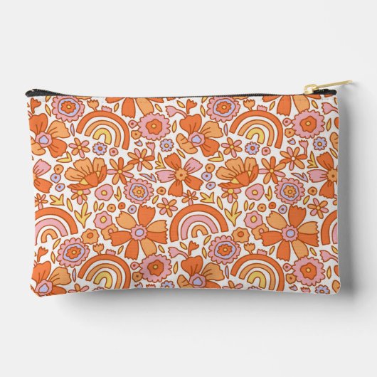Groovy Retro Oranje Bloemen Monogram Etui (Achterkant)