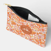 Groovy Retro Oranje Bloemen Monogram Etui (Open)