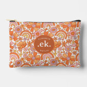 Groovy Retro Oranje Bloemen Monogram Etui (Voorkant)