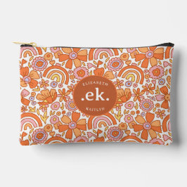 Groovy Retro Oranje Bloemen Monogram Etui