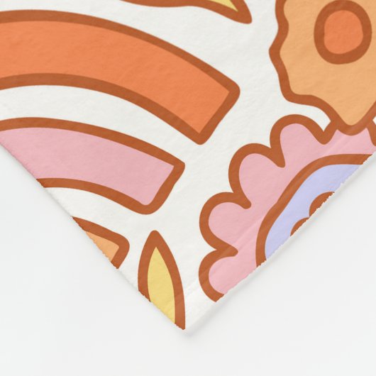 Groovy Retro Oranje Bloemen Monogram Fleece Deken (Hoek)