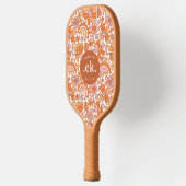 Groovy Retro Oranje Bloemen Monogram Pickleball Paddle (Links)