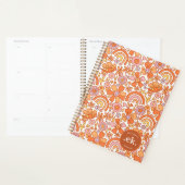 Groovy Retro Oranje Bloemen Monogram Planner (Display)
