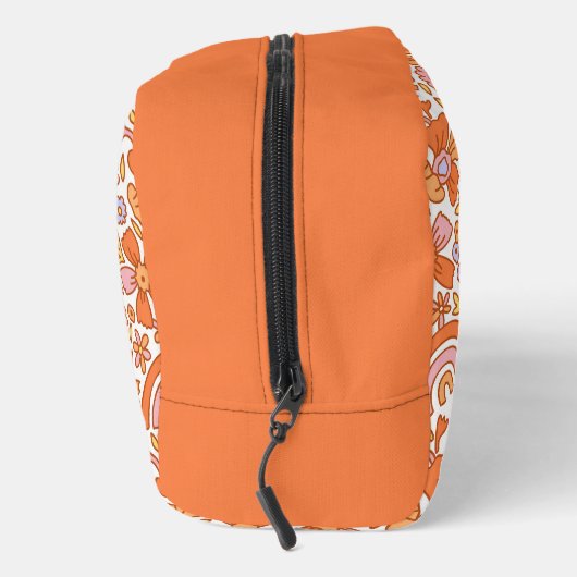 Groovy Retro Oranje Bloemen Monogram Toilettasje (Rechts)