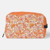 Groovy Retro Oranje Bloemen Monogram Toilettasje (Achterkant)