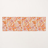 Groovy Retro Oranje Bloemen Monogram Yogamat (Achterkant (horizontaal))