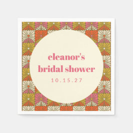 Groovy Retro Oranje Botanische Bruidsdouche Custom Servet