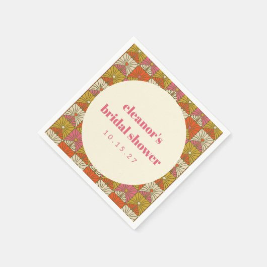 Groovy Retro Oranje Botanische Bruidsdouche Custom Servet (Hoek)