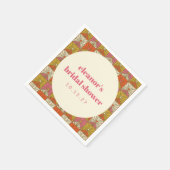 Groovy Retro Oranje Botanische Bruiloft Custom Servet (Hoek)