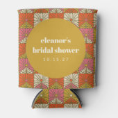 Groovy Retro Oranje Botanische Bruiloftsbruiloft A Blikjeskoeler (Voorkant)